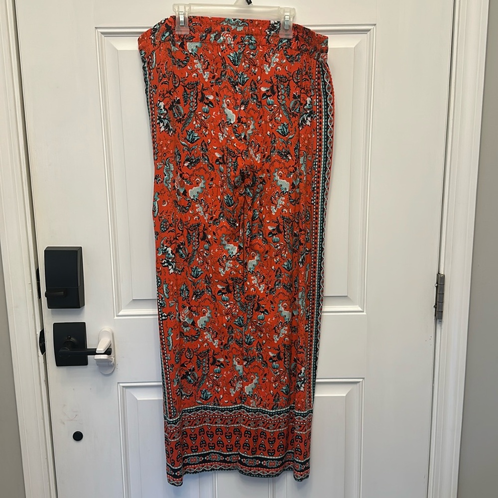 Boho-Wide leg pants - floral pattern - large